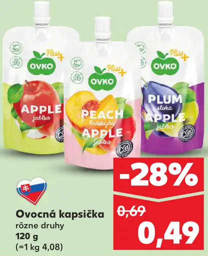Ovko ovocná kapsička rôzne druhy