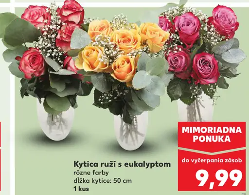 Kytica ruží s eukalyptom rôzne farby