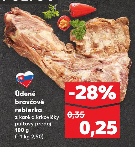 Údené bravčové rebierka z karé a krkovičky