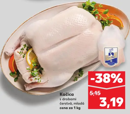 Kačica s drobami čerstvá, mladá