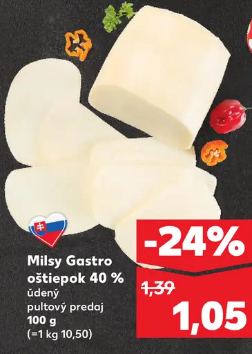 Milsý Gastro oštiepok 40 % údený syr