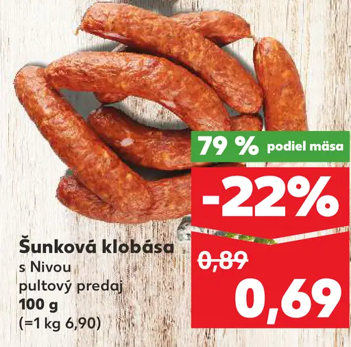 Šunková klobása s Nivou pultový predaj
