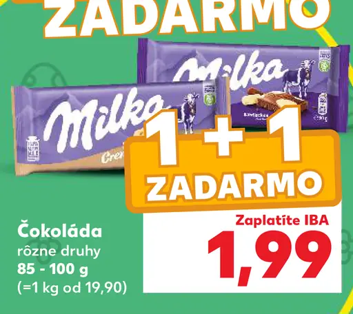 Čokoláda rôzne druhy Milka