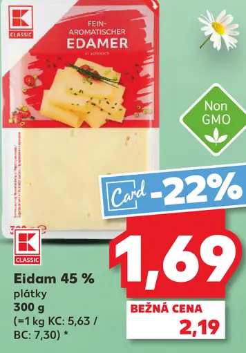 K-Classic Eidam 45 % plátky syr