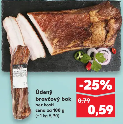 Bravčový bôčik bez kosti údený