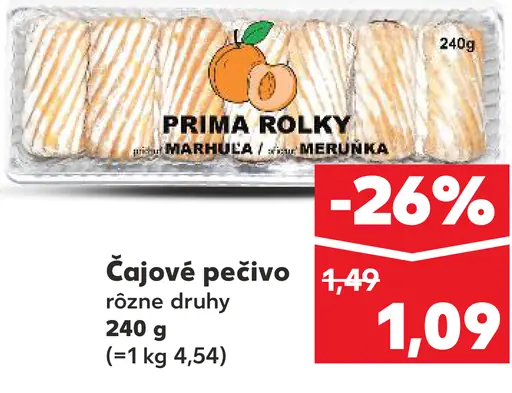 Prima rolky marhuľové čajové pečivo