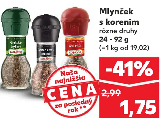 Kania mlynček s korením