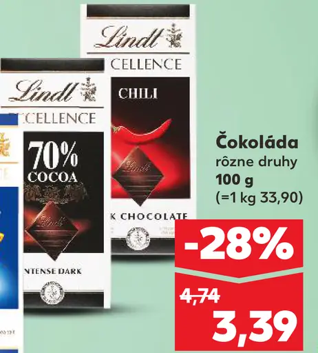 Lindt Excellence čokoláda rôzne druhy