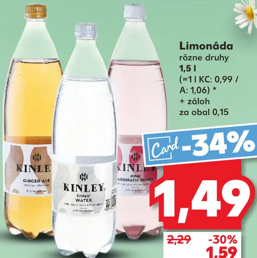 Kinley limonáda rôzne druhy