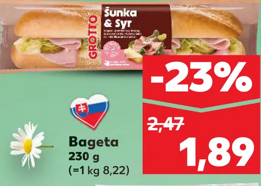 Grotto bageta šunka a syr