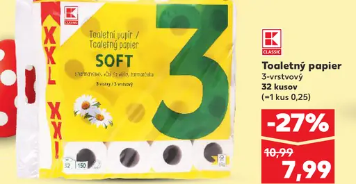 K-Classic Toaletný papier SOFT 3-vrstvový