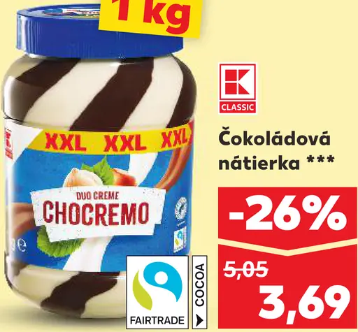 K-Classic Chocremo čokoládovo-mliečna nátierka
