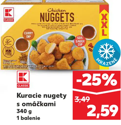 K-Classic Kuracie nuggets s omáčkami mrazené