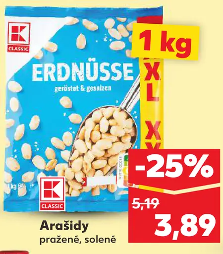 K-Classic arašidy pražené, solené