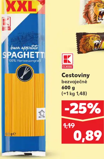 K-Classic Cestoviny bezvaječné spaghetti