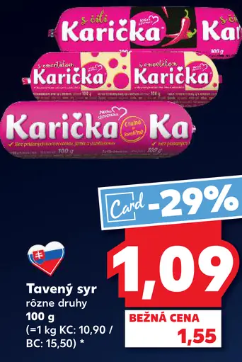 Karika tavený syr rôzne druhy