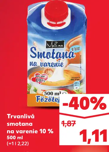Rajo Trvanlivá smotana na varenie 10%