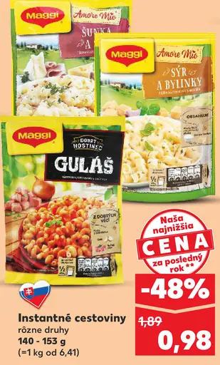 Maggi Instantné cestoviny rôzne druhy