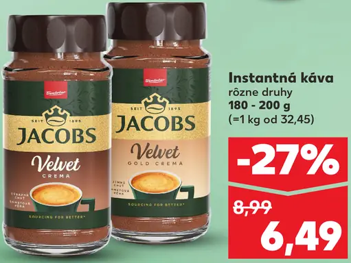 Jacobs Velvet Crema rozpustná káva