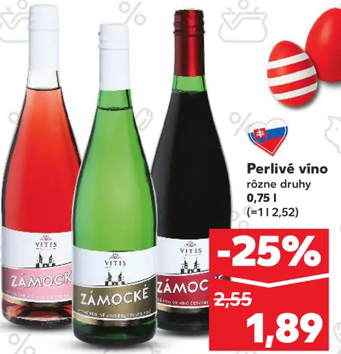 Víno Zámocké perlivé víno rôzne druhy