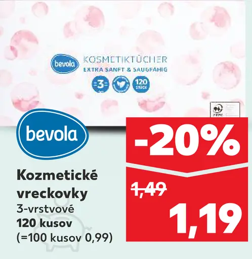 Bevola kozmetické vreckovky 3-vrstvové