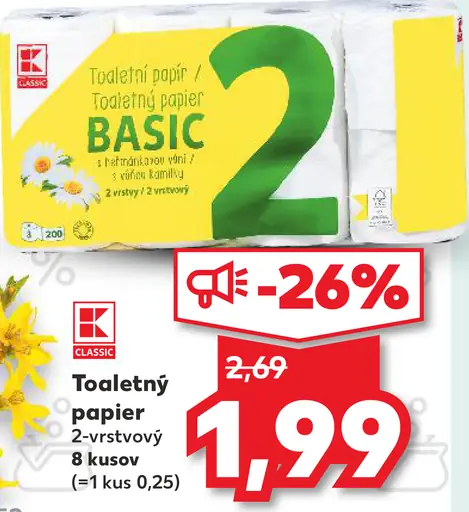 K-Classic toaletný papier Basic 2-vrstvový