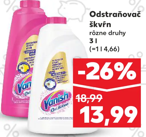Vanish odstraňovač škvŕn rôzne druhy
