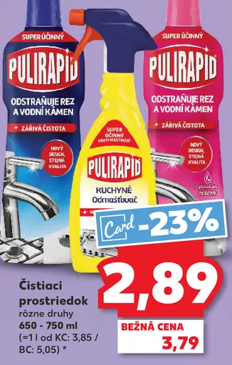 Pulirapid čistiaci prostriedok na vodný kameň rôzne druhy