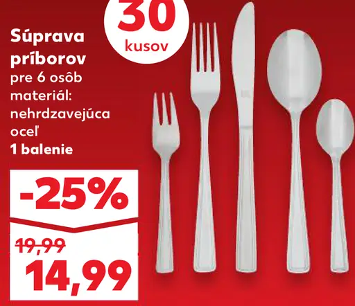 Súprava príborov pre 6 osôb z nehrdzavejúcej ocele 30 kusov