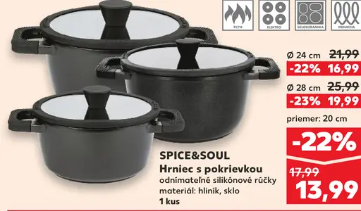 SPICE&SOUL hrniec s pokrievkou liatinový s odnímateľnými silikónovými rúčkami