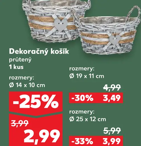 Dekoračný prútený košík