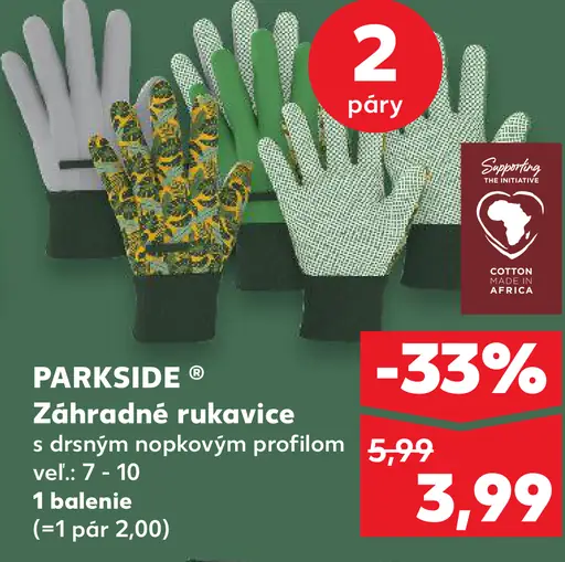Parkside záhradné rukavice s drsným nopkovým profilom