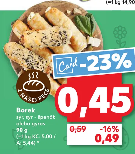 Borek syr, syr-špenát alebo gyros