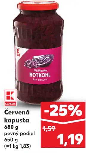 K-Classic červená kapusta sterilizovaná
