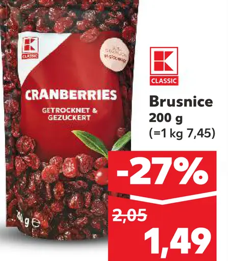 K-Classic brusnice sušené sladené