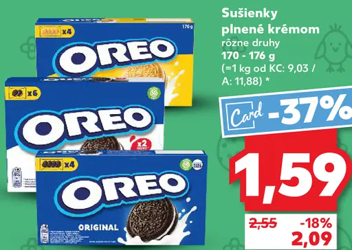 Oreo sušienky plnené krémom rôzne druhy