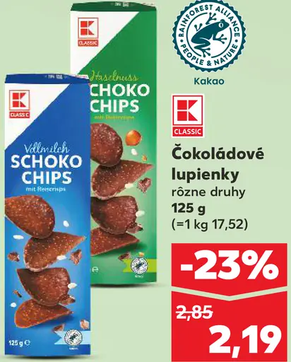 K Classic Schoko Chips čokoládové lupienky rôzne druhy