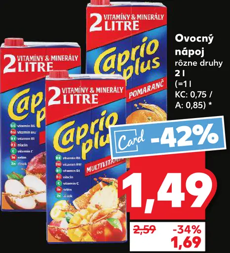 Caprio plus ovocný nápoj rôzne druhy