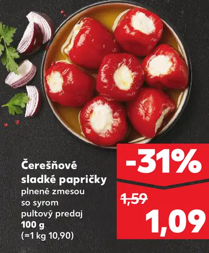 Čerešňové sladké papričky plnené zmesou so syrom