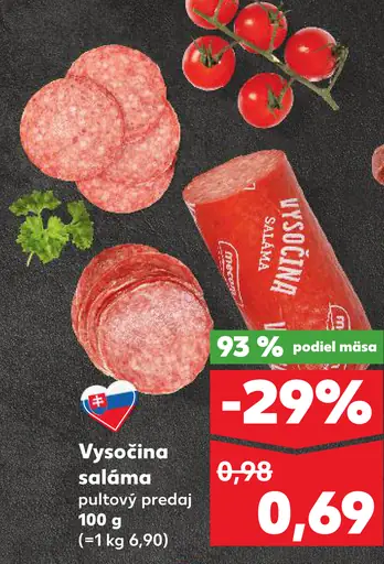 Vysočina saláma pultový predaj