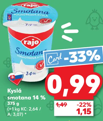 Rajo Kyslá smotana 14%
