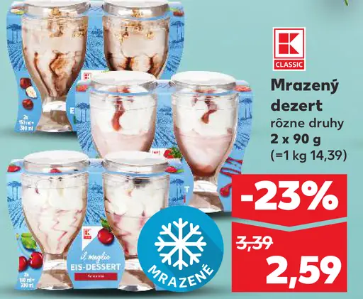 Mrazený dezert rôzne druhy