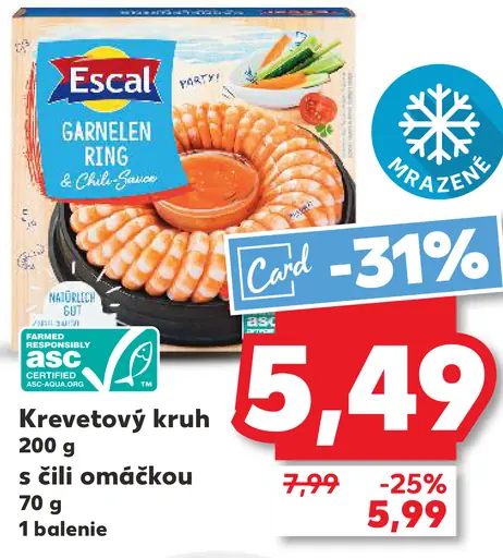 Escal krevetový kruh s čili omáčkou mrazený