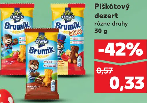 Opavia Brumík piškótový dezert rôzne druhy