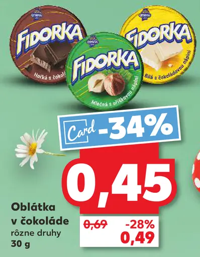 Orion Fidorka oblátky v čokoláde rôzne druhy