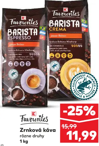 Favourites zrnková káva rôzne druhy