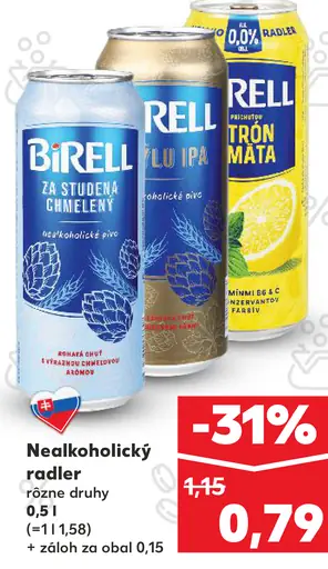 Birell nealkoholický radler plechovka