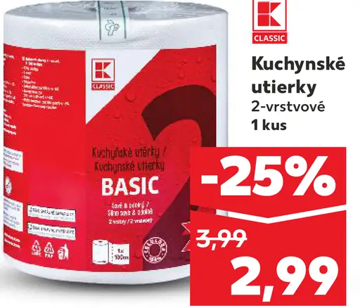 Kaufland Classic kuchynské utierky 2-vrstvové