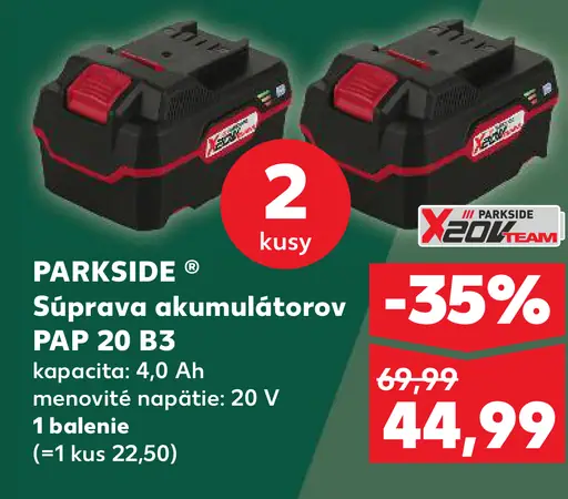 Parkside súprava akumulátorov PAP 20 B3