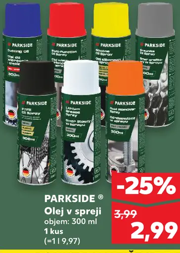 Parkside olej v spreji